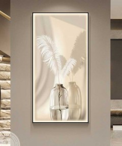 Black Frame Vase Flower Crystall Painting Modern With Led Light